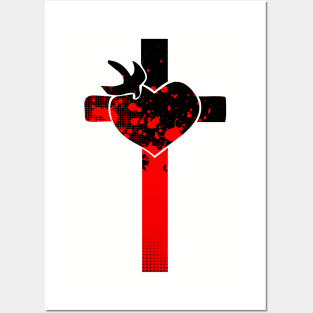 Red and Black Cross Posters and Art